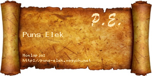 Puns Elek névjegykártya